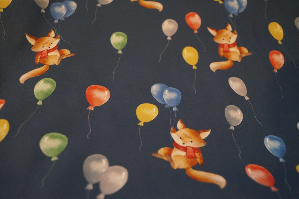 Softshell dunkelblau mit Füchsen und Luftballons (Druck)