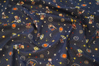 Popeline dunkelblau mit Weltallmotiven
