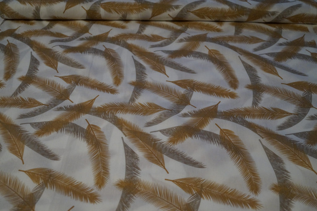 Popeline weiß mit Federn