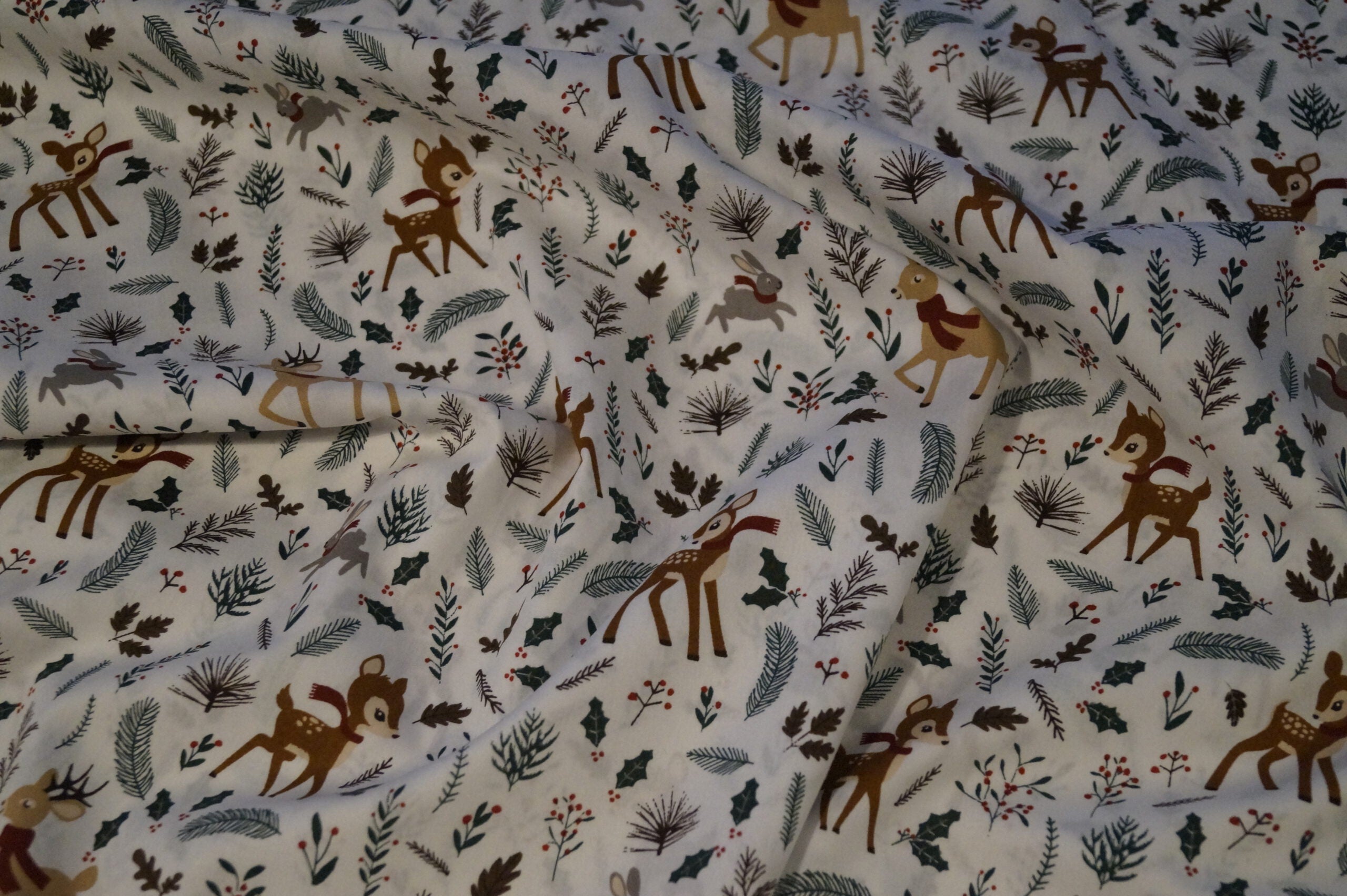 Popeline weiß mit Waldtieren