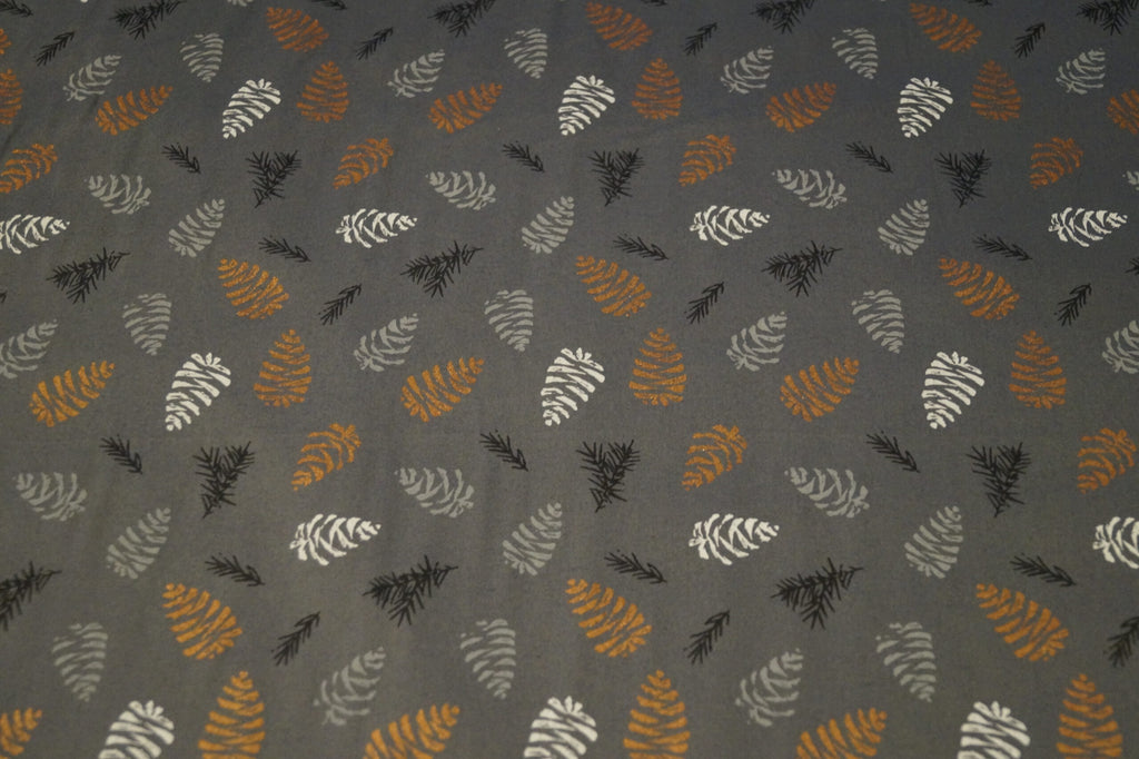 Popeline dunkelgrau mit Eicheln