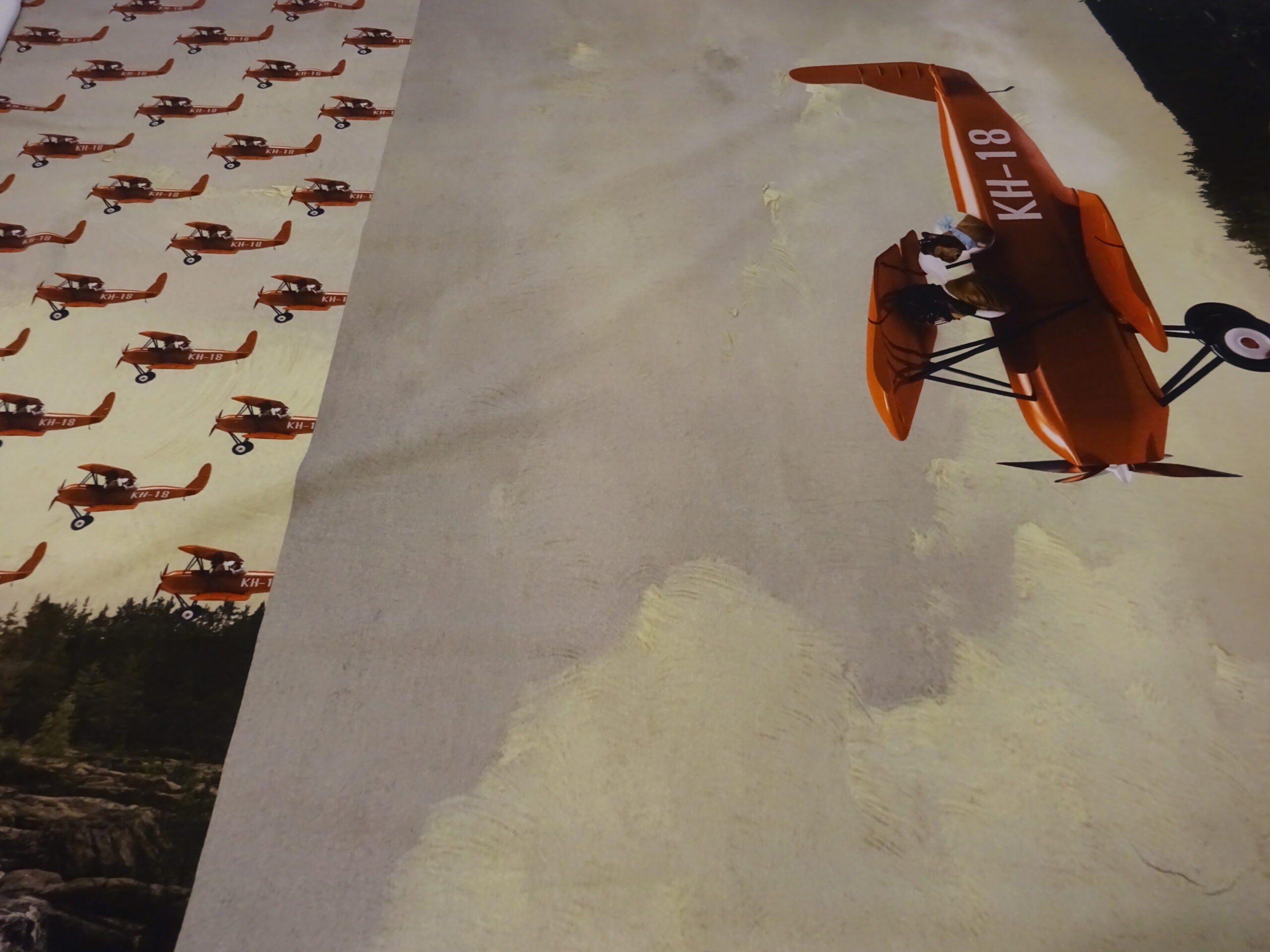 Baumwolljersey Panel hellgrün mit Flugzeug