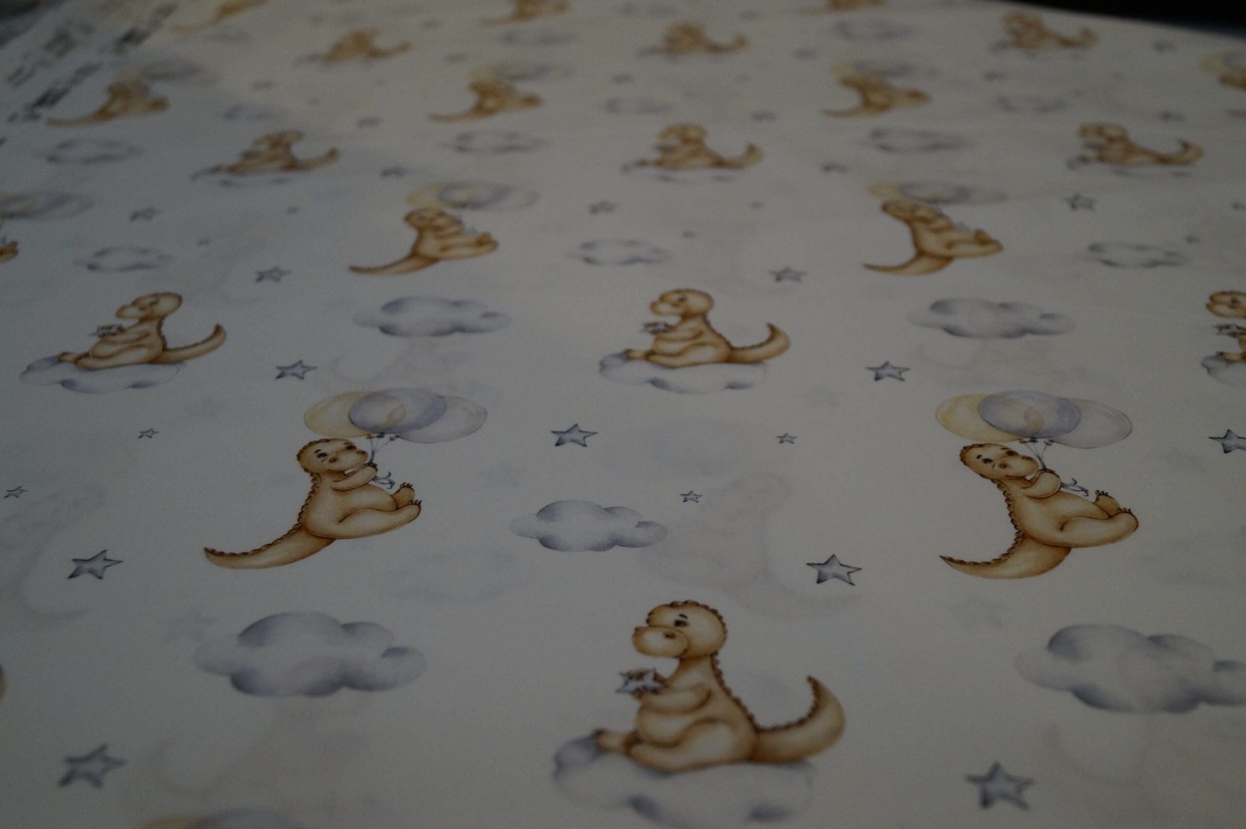 Popeline weiß mit Dinos