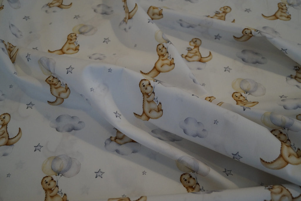 Popeline weiß mit Dinos