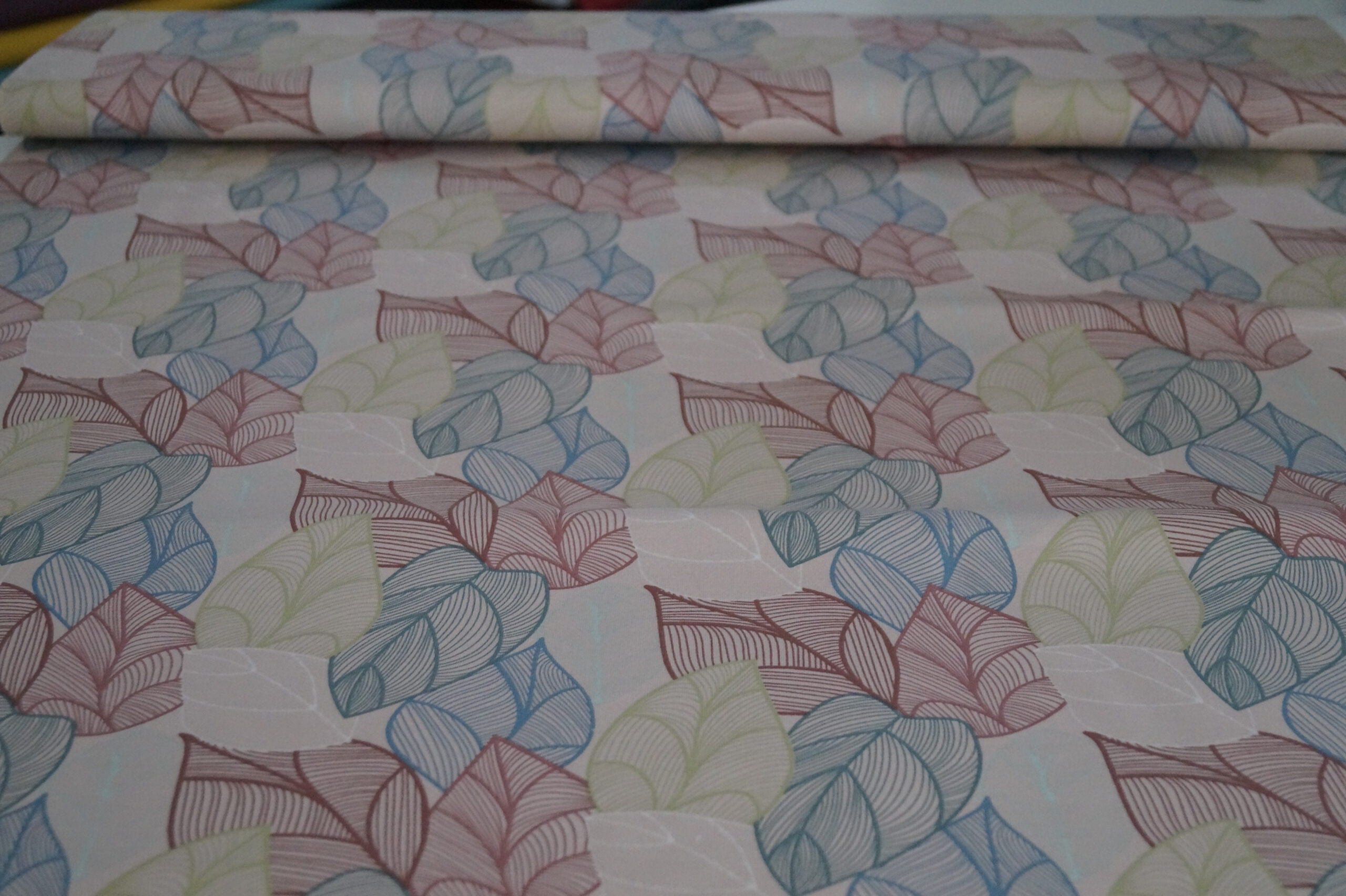 Bio-Baumwolljersey rosa mit Blättern