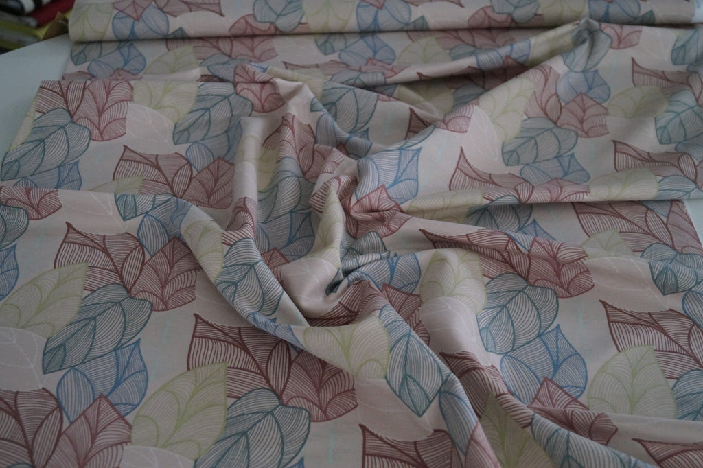 Bio-Baumwolljersey rosa mit Blättern