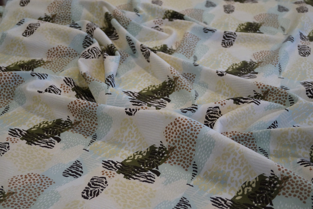 French Terry gemustert weiß/ braun/ grün