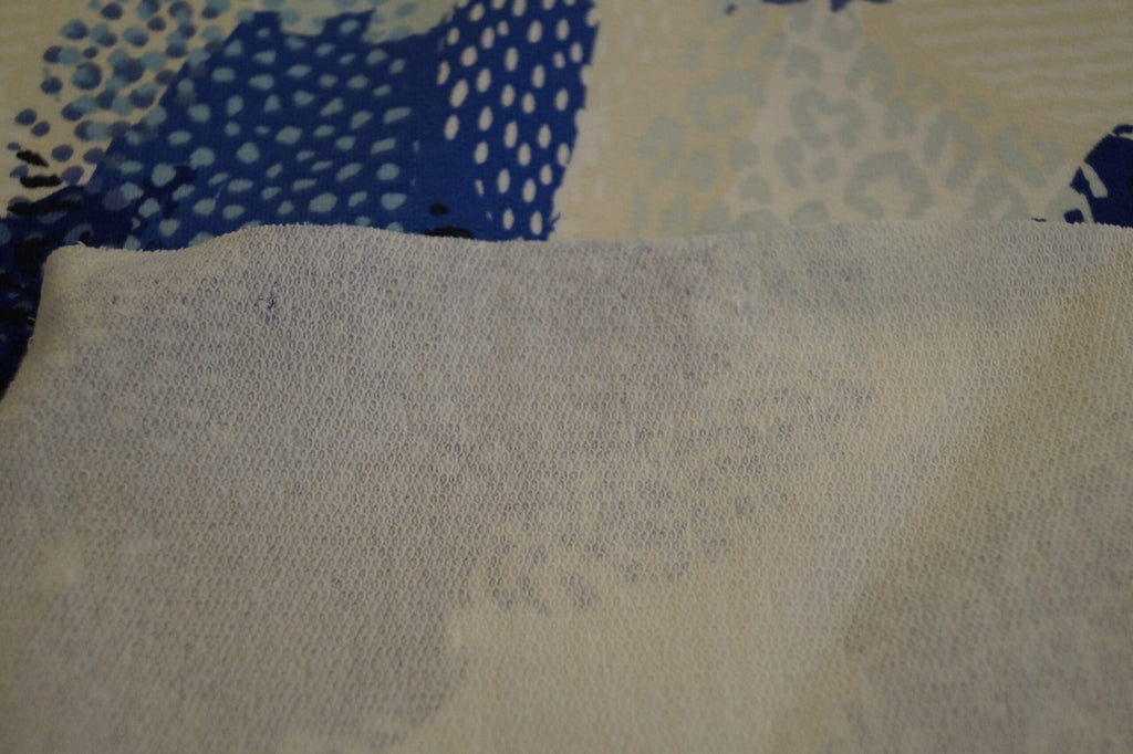 French Terry gemustert weiß/blau/türkis