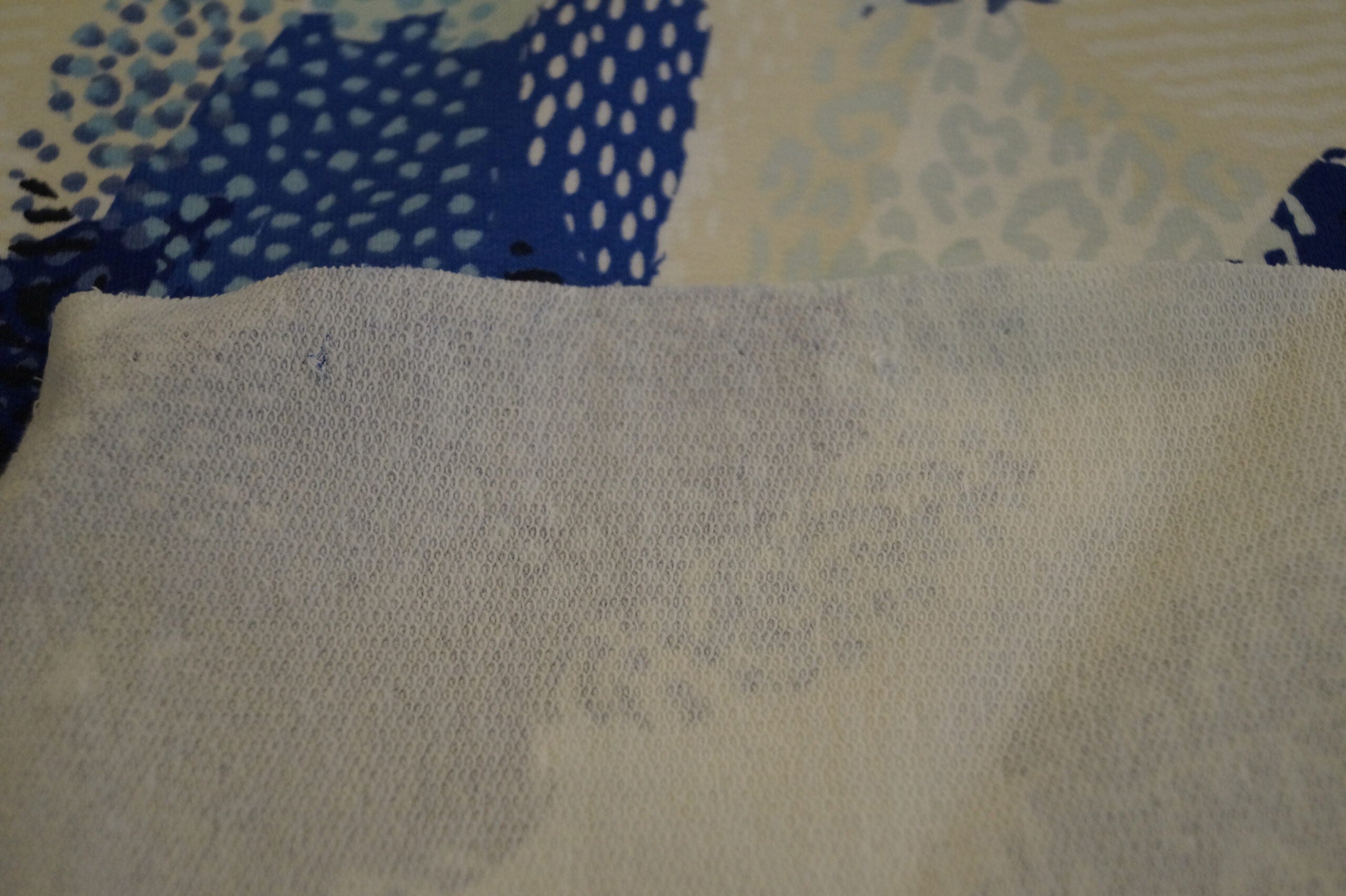 French Terry gemustert weiß/blau/türkis