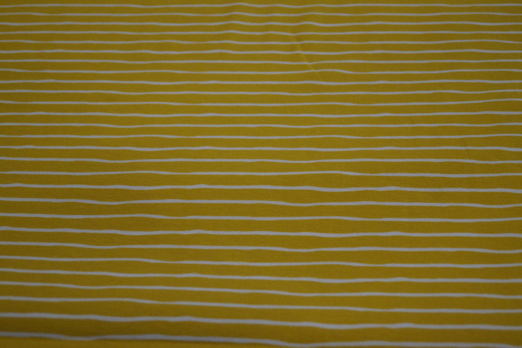 Bio-Baumwolljersey gelb/weiß gestreift (GOTS zertifiziert)