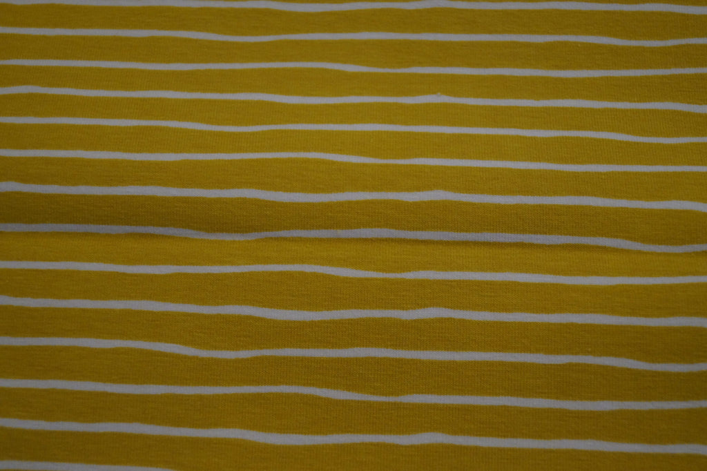 Bio-Baumwolljersey gelb/weiß gestreift (GOTS zertifiziert)