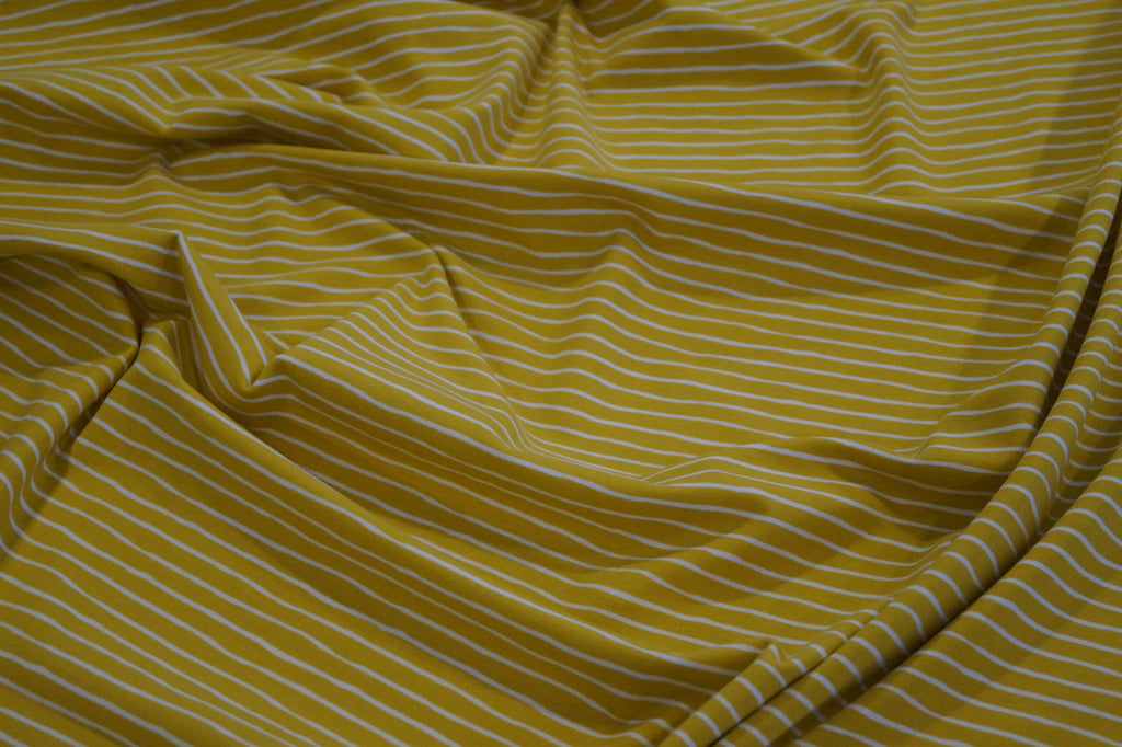 Bio-Baumwolljersey gelb/weiß gestreift (GOTS zertifiziert)