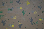 Baumwolljersey mittelgrau mit Kakteen