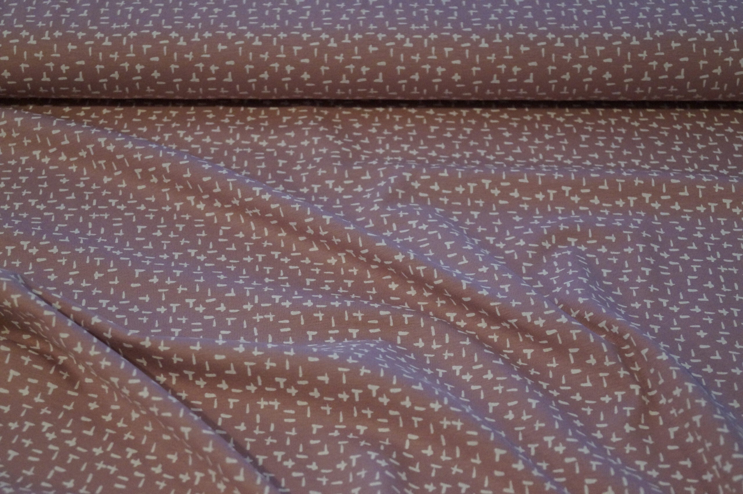 Baumwolljersey rosa mit weißen Strichen