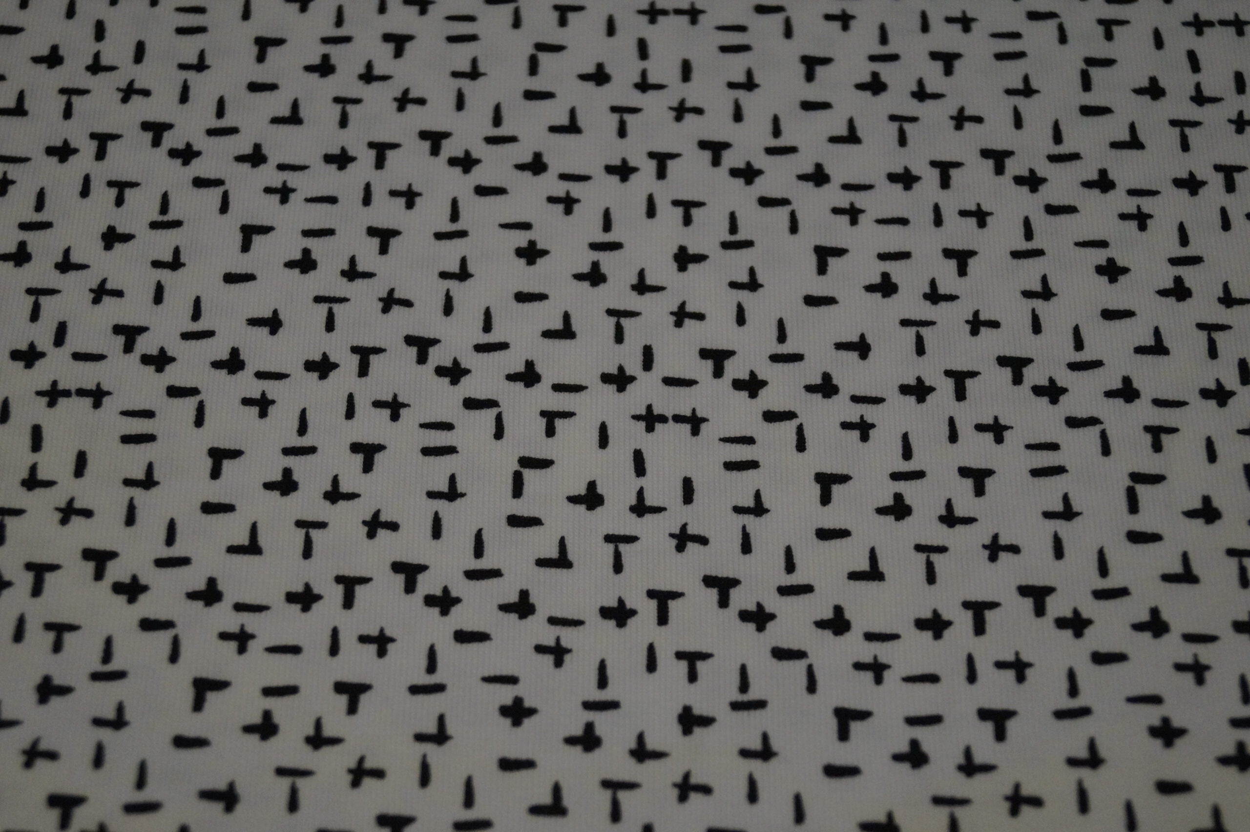 Baumwolljersey weiß mit schwarzen Strichen