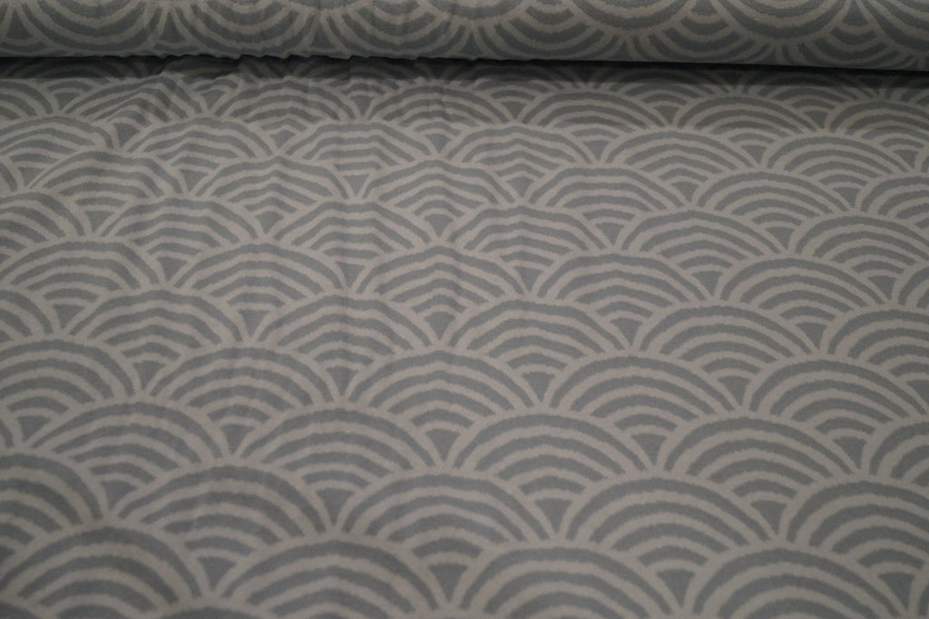 Bio-Jacquard türkis mit Regenbogenformen (GOTS-zertifiziert)