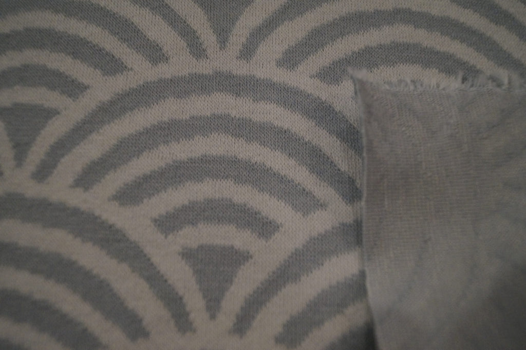 Bio-Jacquard türkis mit Regenbogenformen (GOTS-zertifiziert)