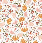 Ecoviskose weiß mit Blüten (ECOVERO)