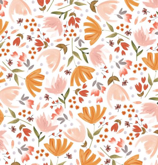 Ecoviskose weiß mit Blüten (Ecovero)