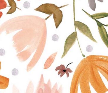 Ecoviskose weiß mit Blüten (Ecovero)