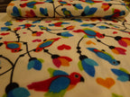 Fleece weiß mit Vögeln