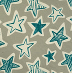 French Terry grau mit petrolfarbenen Sternen