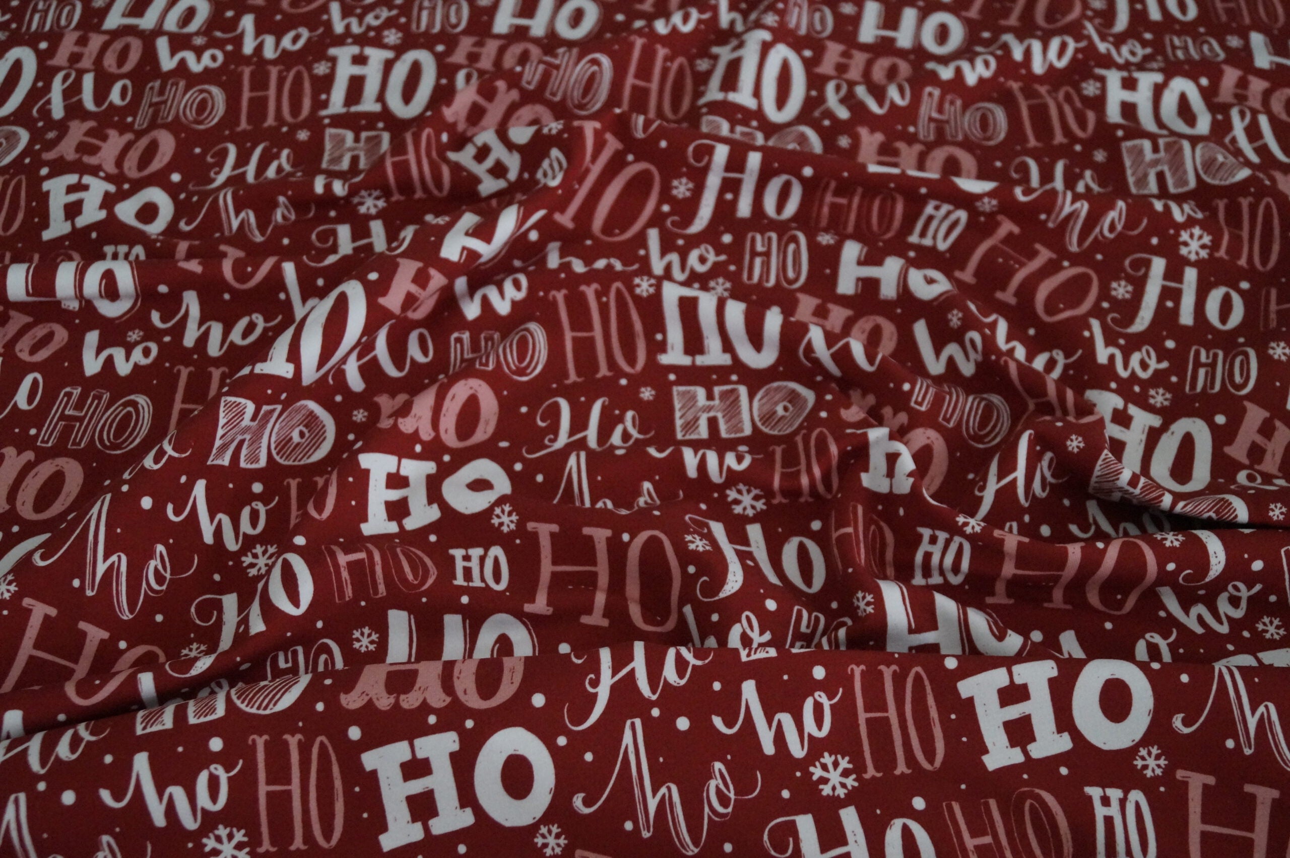 French Terry rot mit Ho-Ho-Ho Schriftzug