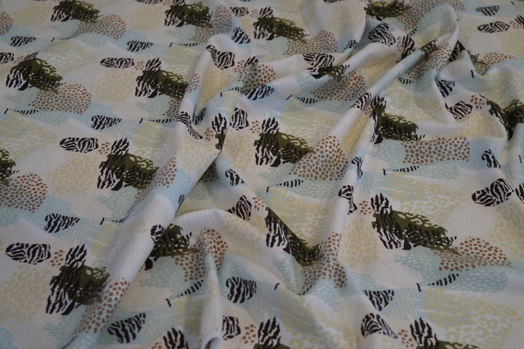 French Terry gemustert weiß/ braun/ grün