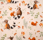 Bio-Baumwolljersey beige mit Waldtieren (GOTS-zertifiziert)