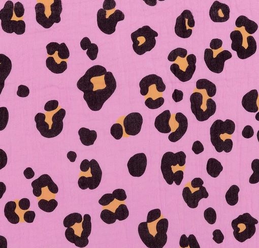 Krinkelmusselin pink mit Leoprint