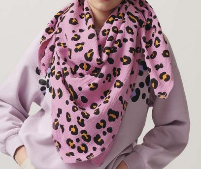 Krinkelmusselin pink mit Leoprint