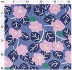 Musselin blau mit Aloha Blumen