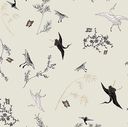 Musselin mit japanischen Kranichen