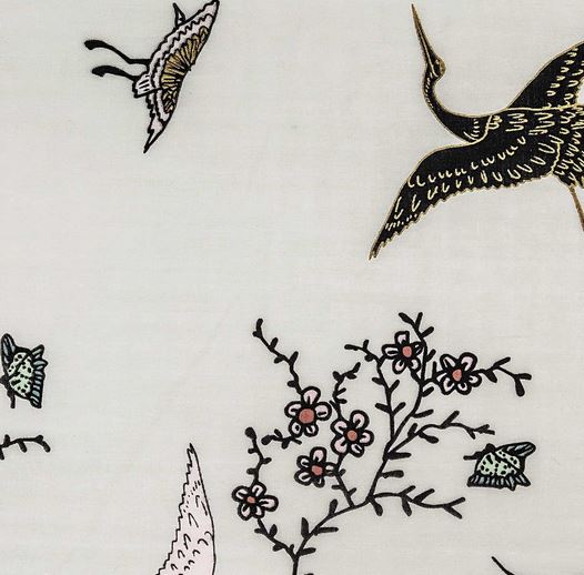 Musselin mit japanischen Kranichen