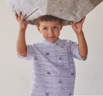 Baumwolljersey weiß mit maritimen Motiven