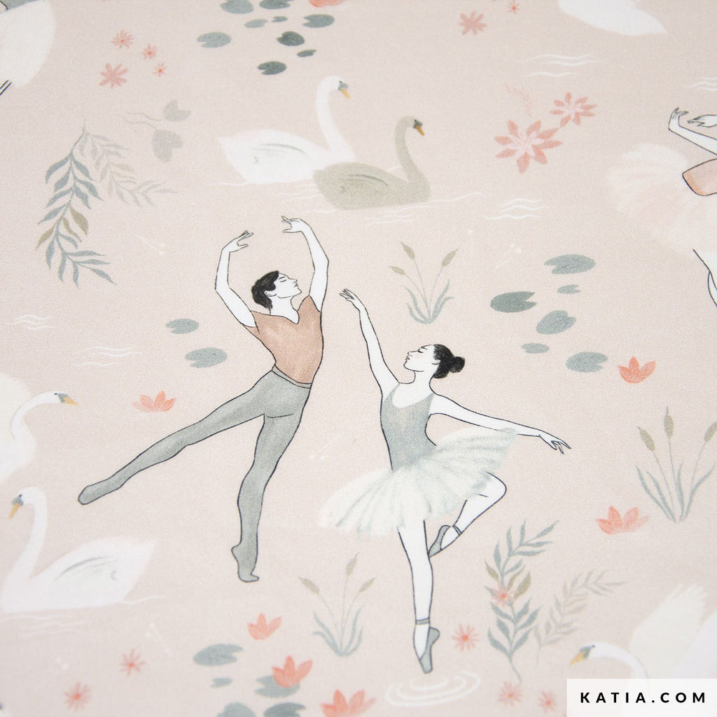 Popeline rosa mit Balletttänzern
