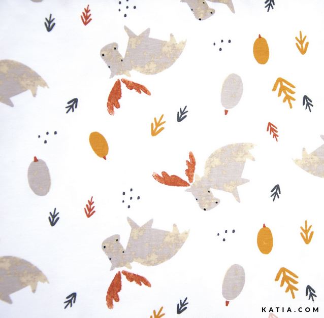 Baumwolljersey weiß mit Rentieren