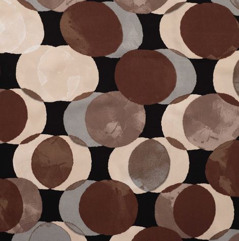 Viskosesatin braun mit großen Punkten