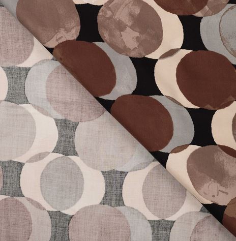 Viskosesatin braun mit großen Punkten