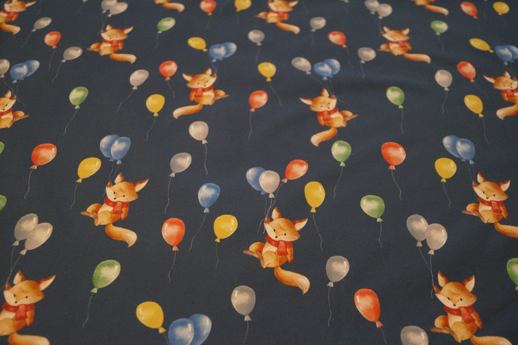 Softshell dunkelblau mit Füchsen und Luftballons