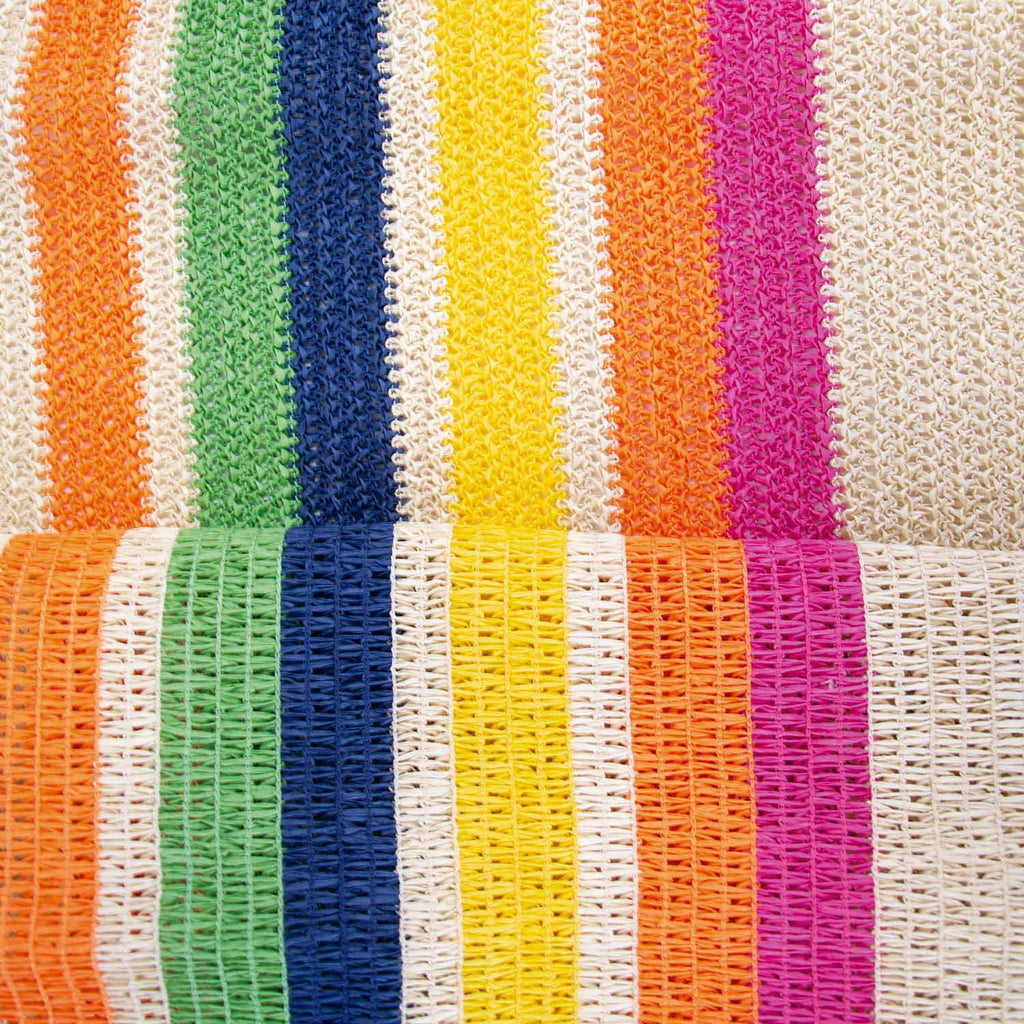 Strickstoff aus 100% Papier-Raffia-Sarape mit bunten Streifen
