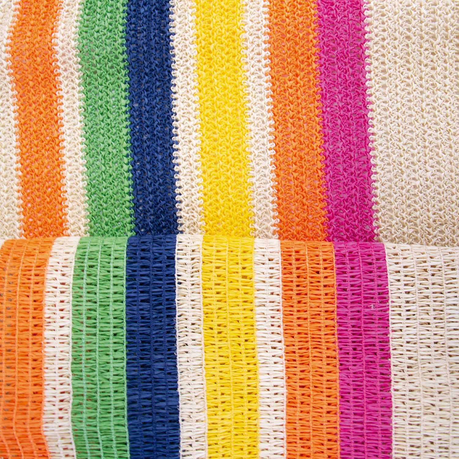 Strickstoff aus 100% Papier-Raffia-Sarape mit bunten Streifen