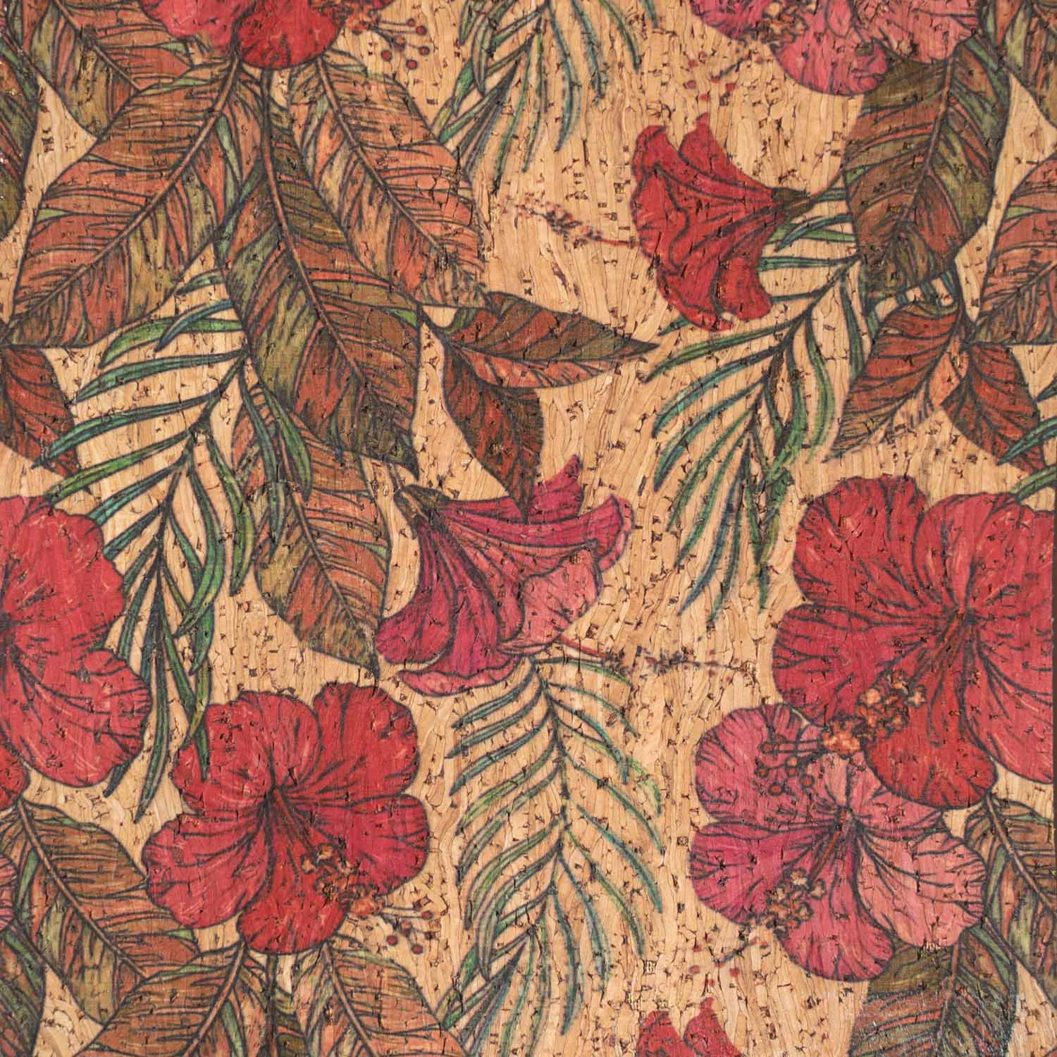 Korkstoff mit Hibiskusblüten