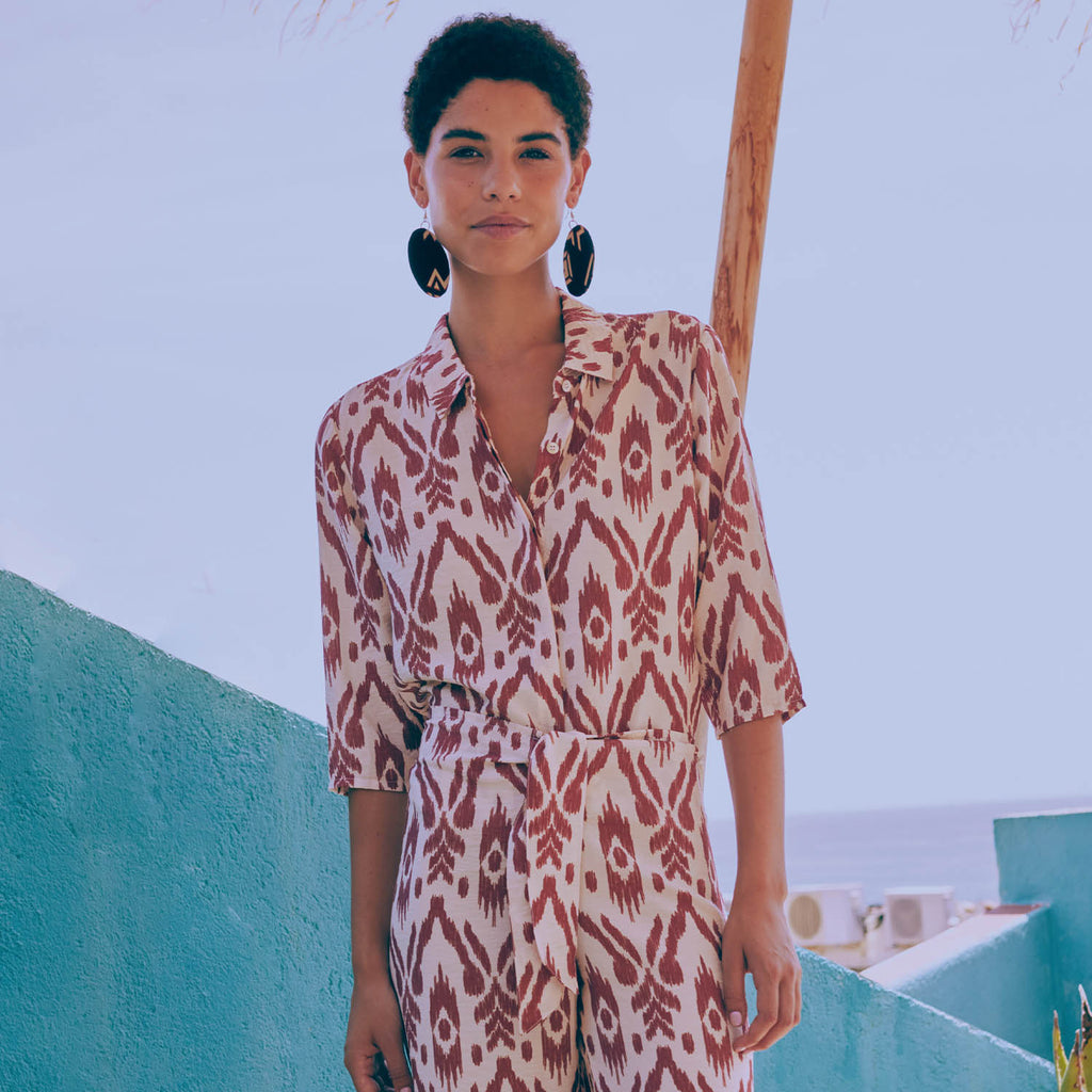 Viskose Rayon Voile beige/ braun Batikoptik