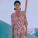 Viskose Rayon Voile beige/ braun Batikoptik