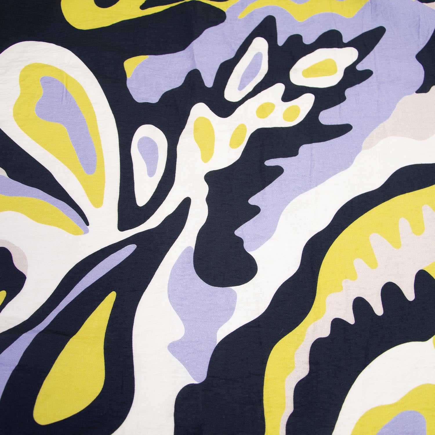 Viskose Rayon Voile weiß/blau/gelb gemustert