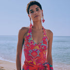 Badestoff bunt mit Maya-Motiven