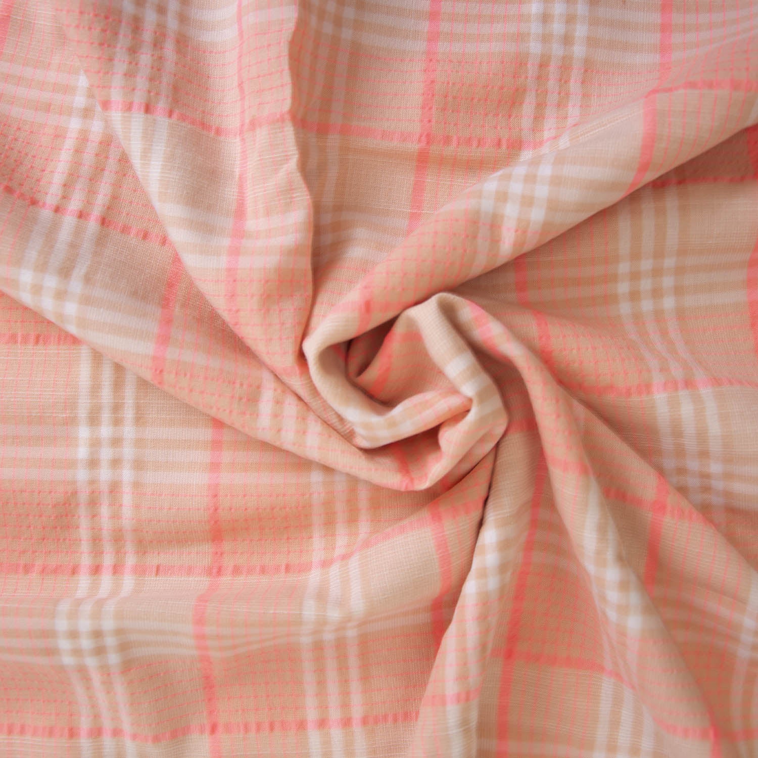 Hemden-/Blusenstoff lachsfarben kariert