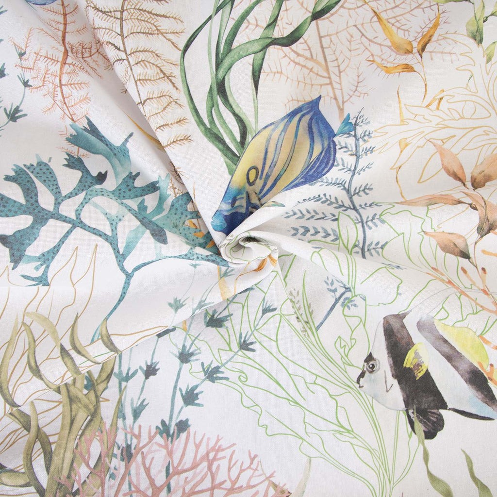 Recycelter Canvas weiß mit Korallenriff-Druck