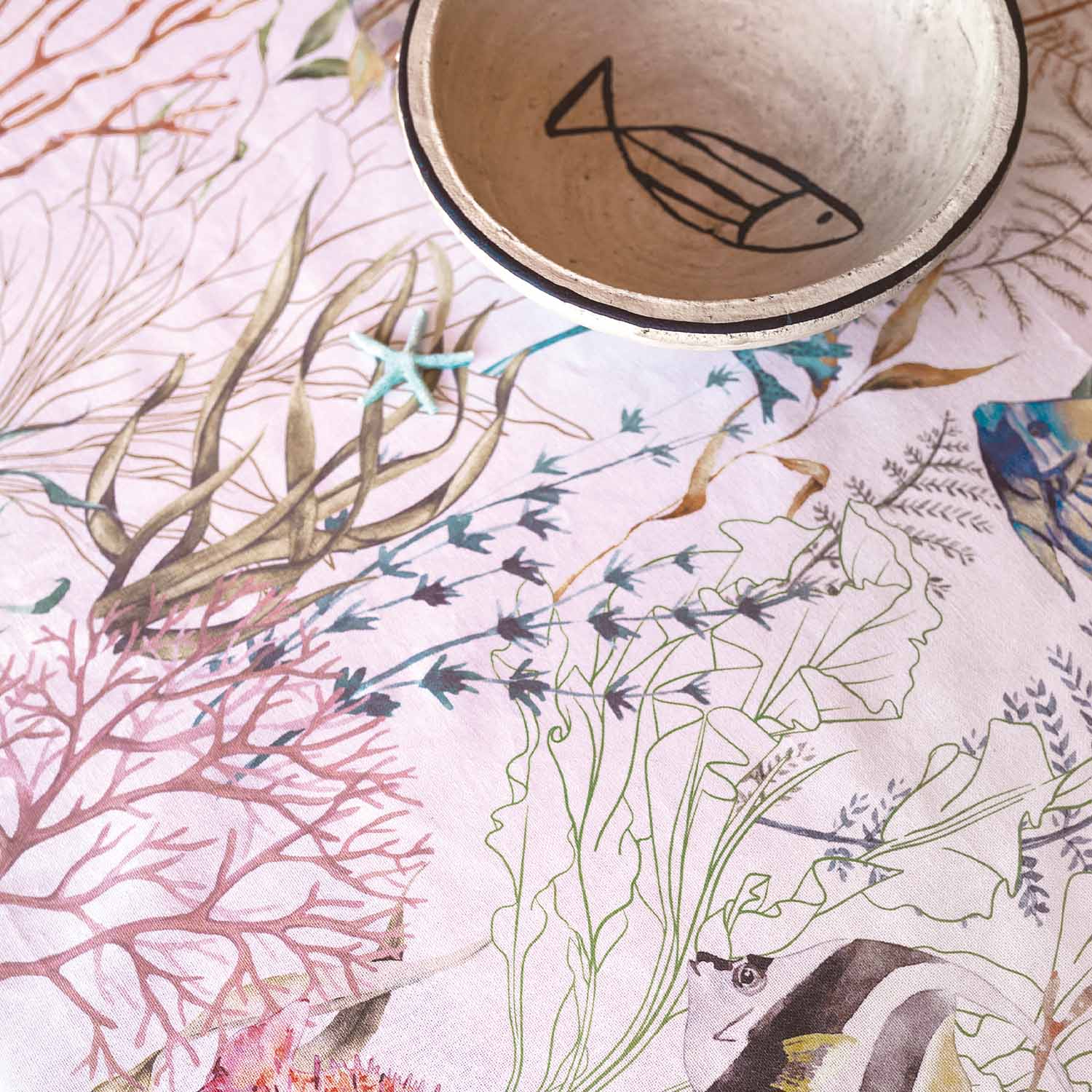 Recycelter Canvas weiß mit Korallenriff-Druck